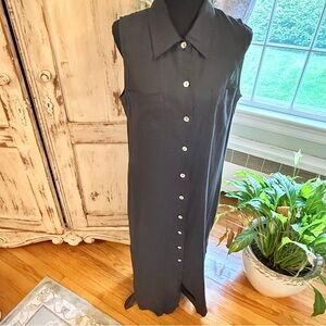 Vintage Valerie Steven’s Pure Linen Sleeveless Maxi Shirt Dress. Sz 8. Lagenlook